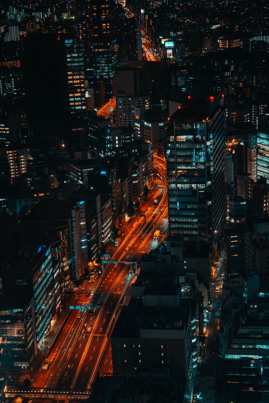 aerial night view of shibuya tokyo skyline