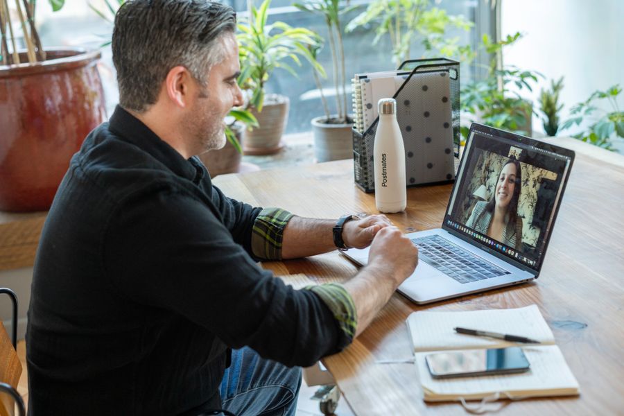 man on a video call