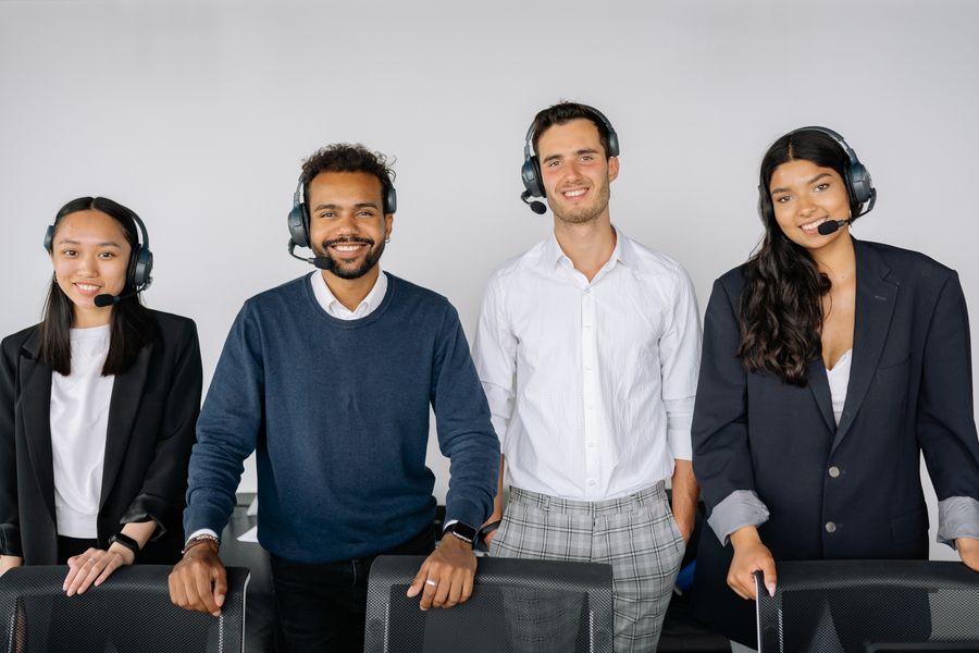 four people wearing headphones — Every result explains itself — why this answer, in words, not just a number.